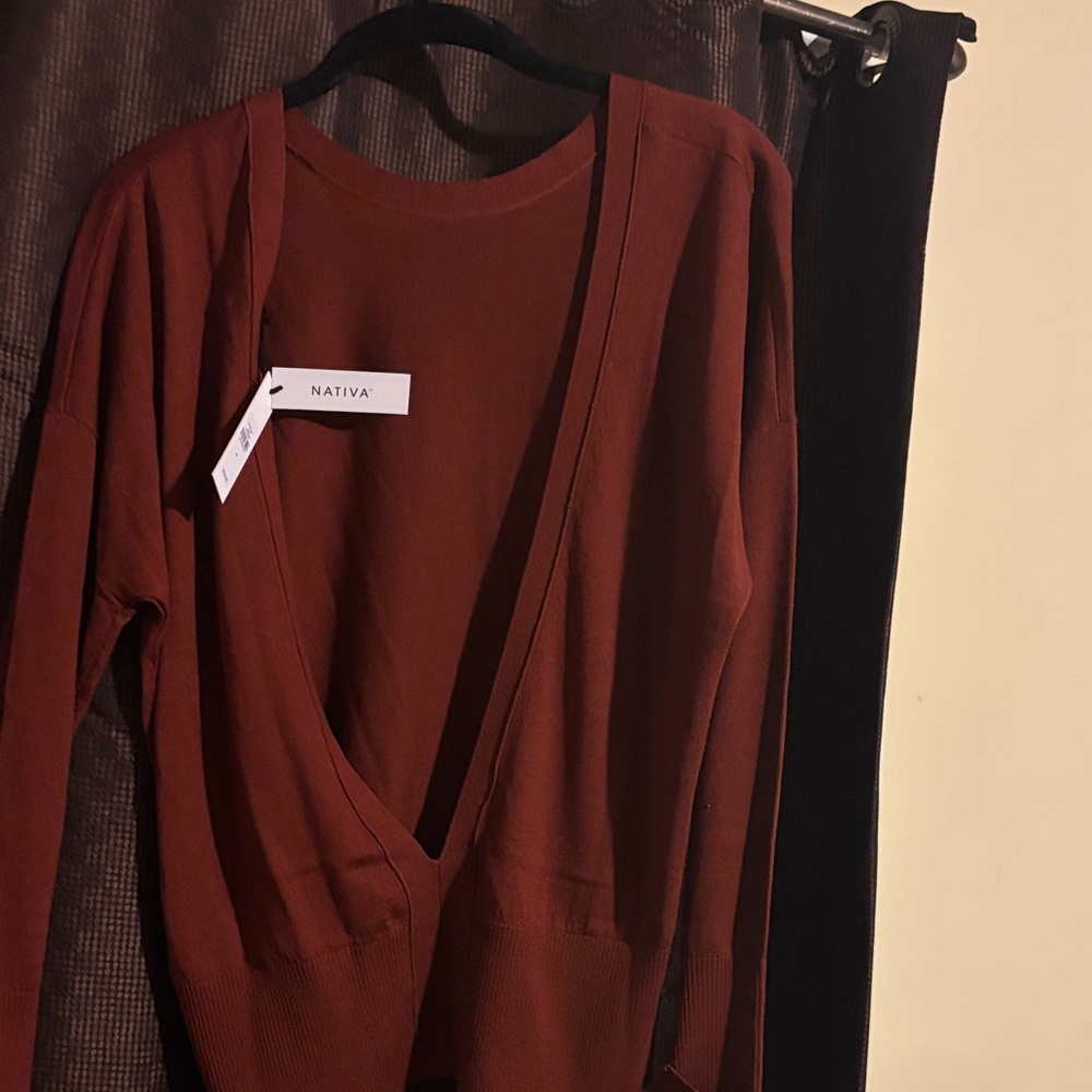 Rust Open Front Cardigan - Picture 3 of 4